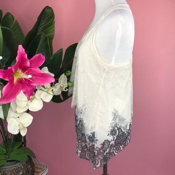 Dolled Up by Fang Cream White Gray Layered Lace Tank Top - Picture 3 of 8